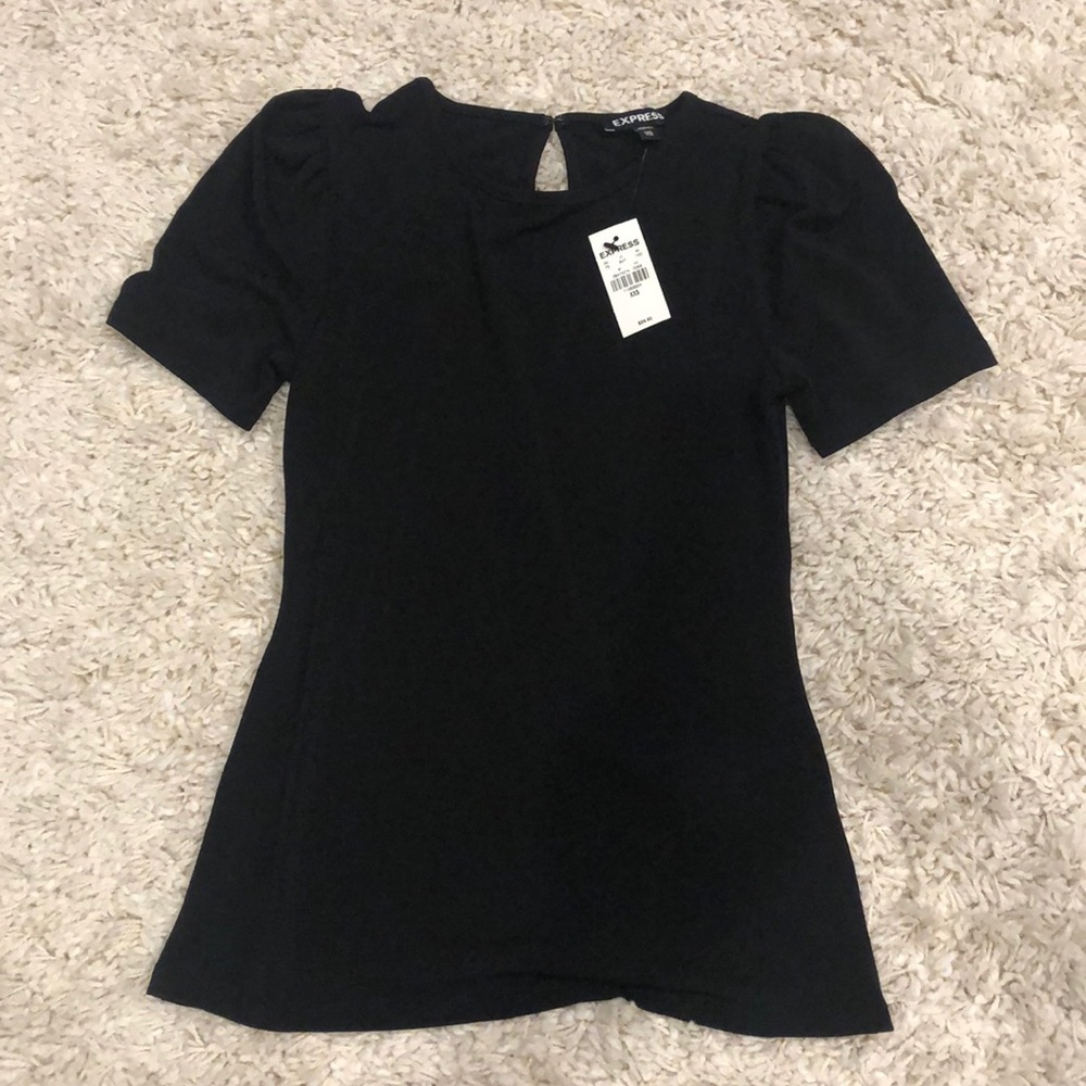 Express Short Puff Sleeve Tee in Black